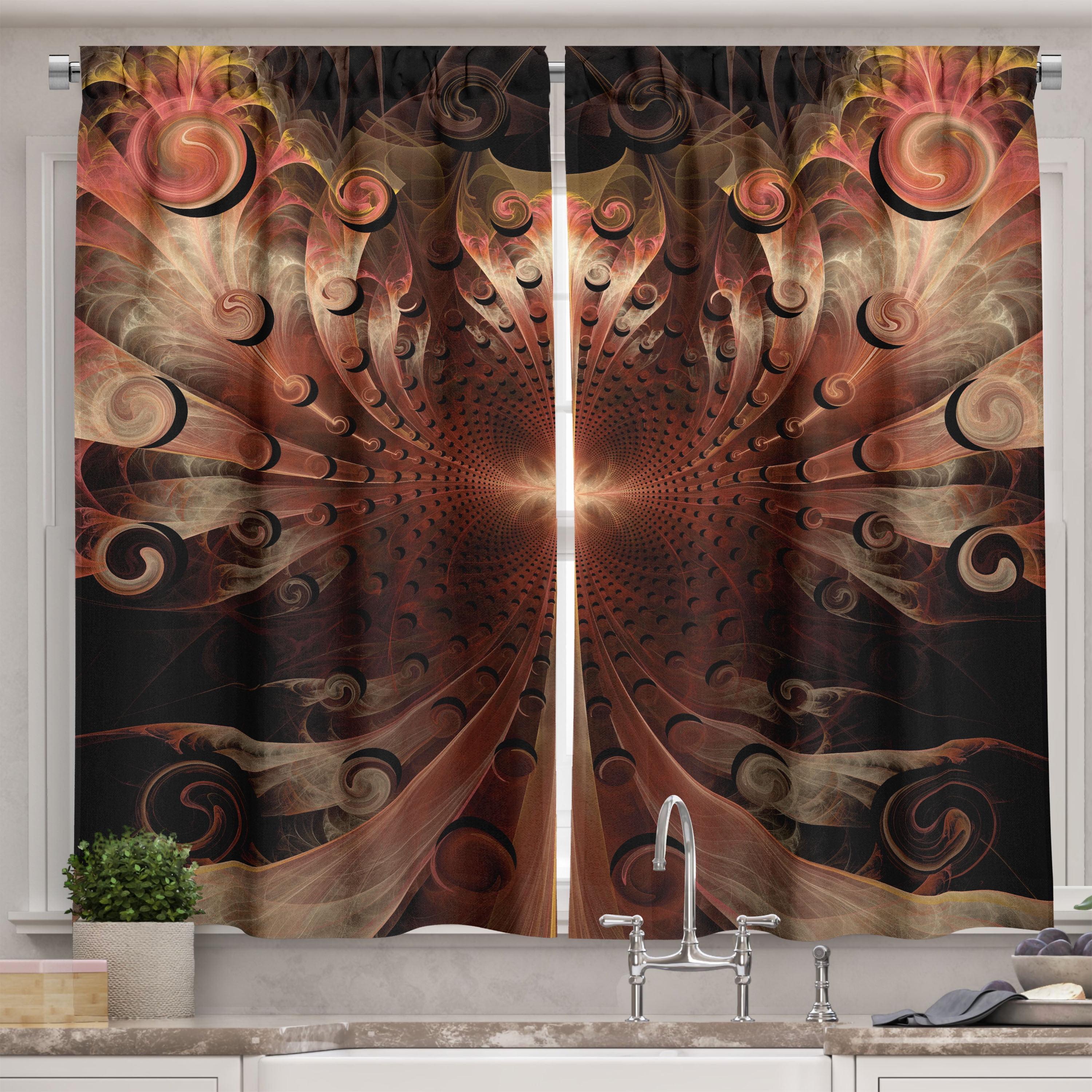 Ambesonne Gothic Kitchen Curtains, Medieval Times Art, 55"x39 ...
