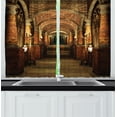 thumbnail image 1 of Ambesonne Gothic Kitchen Curtains, Secret Passage Medieval, 55"x45", Brown and Red, 1 of 1