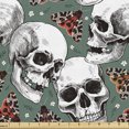 thumbnail image 1 of Ambesonne Gothic Moth Fabric by the Yard Upholstery, Meadow Sketchy Skulls, 1 Yard, Laurel Green Off White, 1 of 5