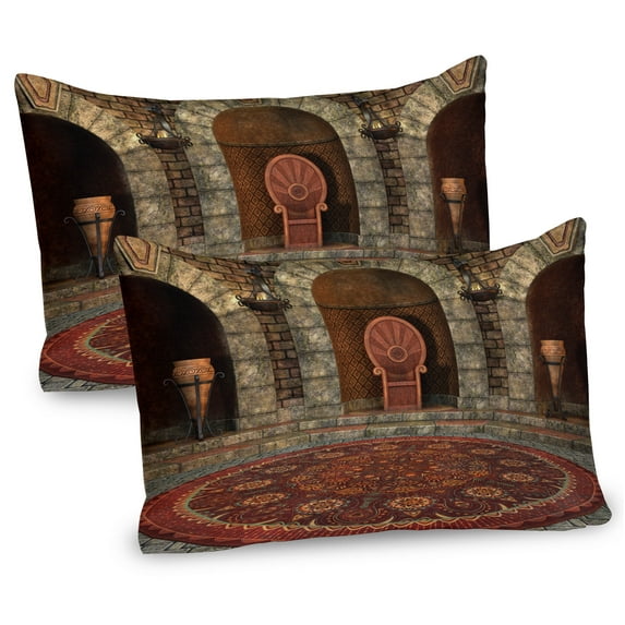 Ambesonne Gothic Pillow Sham 2 Pack, King Vintage, 30"x20", Burgundy Grey