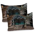 thumbnail image 1 of Ambesonne Gothic Pillow Sham 2 Pack, Old Gateway to Forest, 30"x20", Grey Teal, 1 of 3