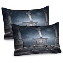 Ambesonne Gothic Pillow Sham 2 Pack, Roman Style Stone Altar, 30"x20", Blue Grey
