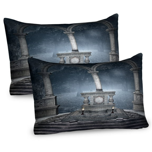 Ambesonne Gothic Pillow Sham 2 Pack, Roman Style Stone Altar, 30"x20", Blue Grey