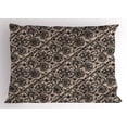 thumbnail image 1 of Ambesonne Gothic Pillow Sham, Flowers Butterflies Lace, 26" X 20", Tan Black, 1 of 2