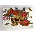 thumbnail image 1 of Ambesonne Gothic Pillow Sham, Skull Flowers Bees, 26" X 20", Multicolor, 1 of 2