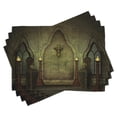 thumbnail image 1 of Ambesonne Gothic Place Mats Set of 4, Fantasy Spooky Skull, Standard Size, Brown, 1 of 6