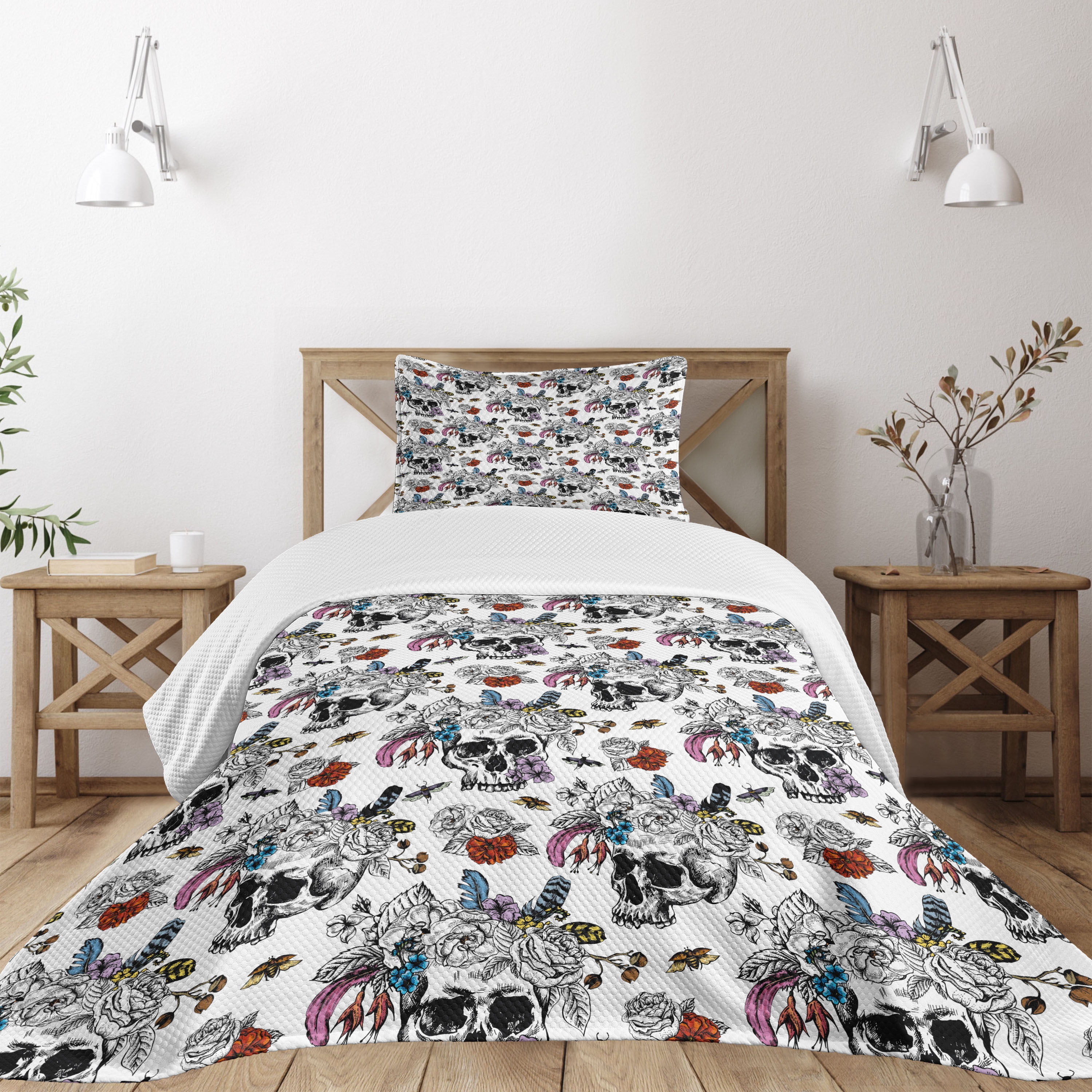 White Quilted Twin Bedspread Set for Kids