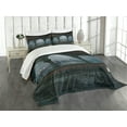 thumbnail image 1 of Ambesonne Gothic Quilted Bedspread Set 3 Pcs, Medieval Castle at Night, Queen Size, Blue Grey and Red, 1 of 3