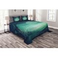 thumbnail image 1 of Ambesonne Gothic Quilted Bedspread Set 3 Pcs, Spooky Valley in Woods, King Size, Navy Green, 1 of 3