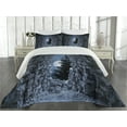 thumbnail image 1 of Ambesonne Gothic Quilted Coverlet 3 Pcs, Full Moon Dark Cave, King Size, Blue Grey, 1 of 4