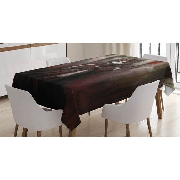Ambesonne Gothic Tablecloth Rectangular Table Cover, Medieval Evil Woman Myth, 52"x70", Black Red Grey