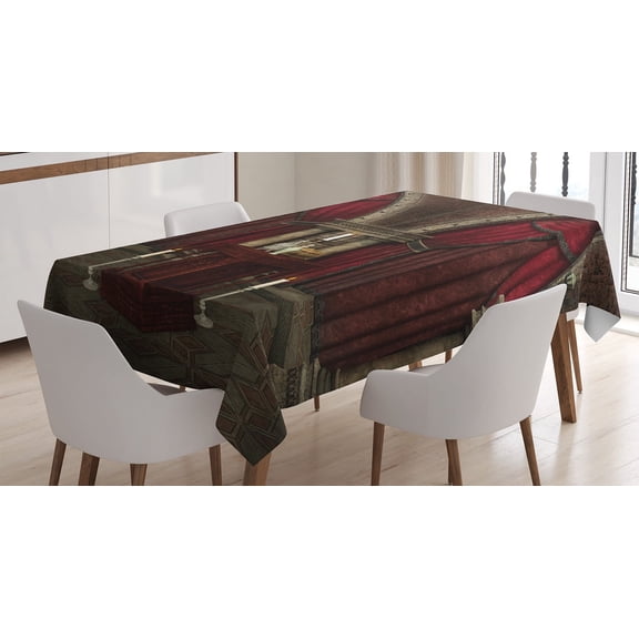 Ambesonne Gothic Tablecloth Rectangular Table Cover, Mysterious Room Castle, 60"x90", Black and Red