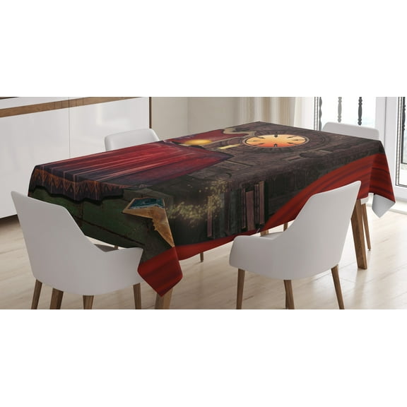 Ambesonne Gothic Tablecloth Rectangular Table Cover, Mystic Magician, 60"x90", Maroon Brown