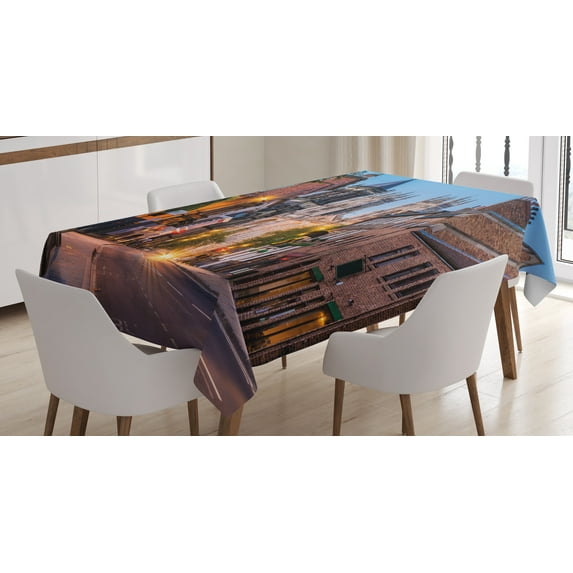 Ambesonne Gothic Tablecloth Rectangular Table Cover, York Minster View, 52"x70", Multicolor