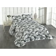 thumbnail image 1 of Ambesonne Gothic Themed Quilted Coverlet 3 Pcs, Spooky Skull Pattern, King Size, Charcoal Grey Pale Grey, 1 of 1