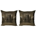 thumbnail image 1 of Ambesonne Gothic Throw Pillow Cover 2 Pack, Renaissance Castle King, 20", Beige Brown, 1 of 6