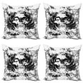 thumbnail image 1 of Ambesonne Gothic Throw Pillow Cover 4 Pack, Dark Horror Scary Skull, 24", Black and White, 1 of 7