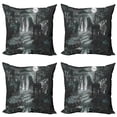 thumbnail image 1 of Ambesonne Gothic Throw Pillow Cover 4 Pack, Moon View in Scary Dark, 24", Blue Grey, 1 of 6