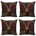 thumbnail image 1 of Ambesonne Gothic Throw Pillow Cover 4 Pack, Mysterious Room Castle, 24", Black and Red, 1 of 5