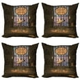 thumbnail image 1 of Ambesonne Gothic Throw Pillow Cover 4 Pack, Pentagram Magic Candles, 24", Olive Green Mustard, 1 of 7