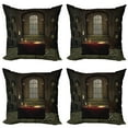 thumbnail image 1 of Ambesonne Gothic Throw Pillow Cover 4 Pack, Room Skulls, 24", Red Brown, 1 of 5