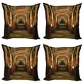 thumbnail image 1 of Ambesonne Gothic Throw Pillow Cover 4 Pack, Secret Passage Medieval, 16", Brown and Red, 1 of 7