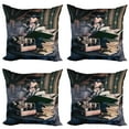 thumbnail image 1 of Ambesonne Gothic Throw Pillow Cover 4 Pack, Steampunk Woman Vintage, 16", Brown Teal, 1 of 5