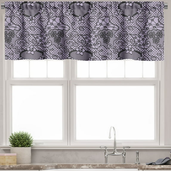 Ambesonne Gothic Valance Pack of 2, Feminine Victorian Motif, 54"X12", Lilac Black