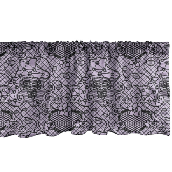 Ambesonne Gothic Window Valance, Feminine Victorian Motif, 54" X 12", Lilac Black