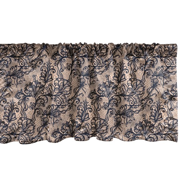 Ambesonne Gothic Window Valance, Nature Inspired Feminine, 42" x 18", Black Blush