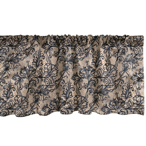 Ambesonne Gothic Window Valance, Nature Inspired Feminine, 54" X 12", Tan Black