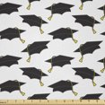 thumbnail image 1 of Ambesonne Graduation Fabric by the Yard Microfiber, Simplistic Caps Academic, 5 Yards, Mustard Charcoal Grey, 1 of 4