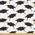 thumbnail image 1 of Ambesonne Graduation Fabric by the Yard Upholstery, Simplistic Caps Academic, 5 Yards, Mustard Charcoal Grey, 1 of 1