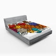 thumbnail image 1 of Ambesonne Graffiti Fitted Sheet, Cartoon Cat Bird Skull, Queen Size, Multicolor, 1 of 2