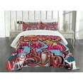 thumbnail image 1 of Ambesonne Graffiti Quilted Bedspread Set 3 Pcs, Hip Hop Street Art, King Size, Multicolor, 1 of 5