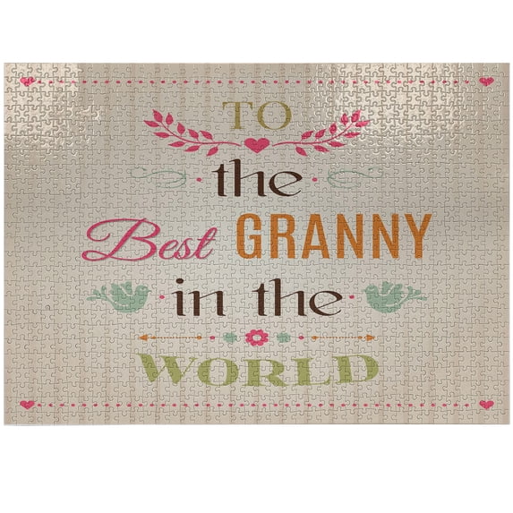 Ambesonne Grandma Jigsaw Puzzle Durable Cardboard, Ornamental Pattern, 1000 pcs, Multicolor