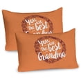 thumbnail image 1 of Ambesonne Grandma Pillow Sham 2 Pack, Floral Wreath Words, 30"x20", Orange Ruby White, 1 of 3