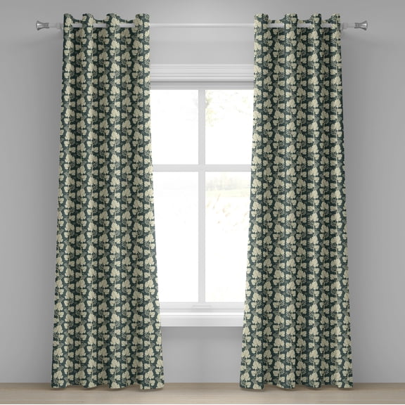 Ambesonne Grape Grommet Curtain, Floral Farming Pattern, 50" x 120", Green Beige