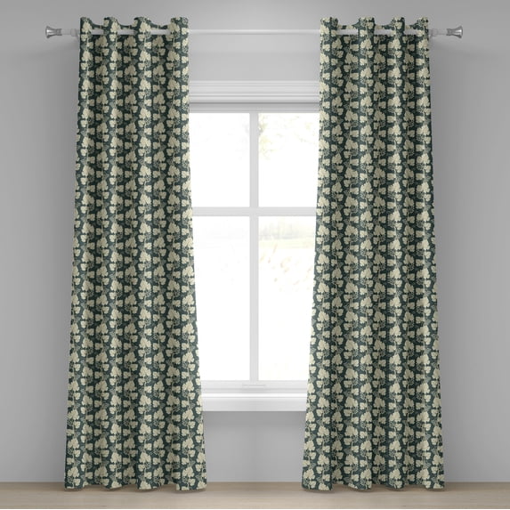 Ambesonne Grape Grommet Curtain, Floral Farming Pattern, 50" x 84", Green Beige