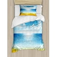 thumbnail image 1 of Ambesonne Graphic Beach Duvet Cover Sets, Sea Horizon Coast, 2-Twin, Persian Blue Orange, 1 of 3