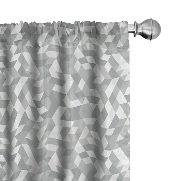 Ambesonne Gray Curtains, Triangles Pattern Fashion Art, Pair of 28"x84", Pale Eggshell White