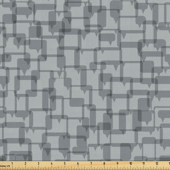 Ambesonne Gray Fabric by the Yard Upholstery, Abstract Speech Bubbles Art, 1 Yard, Pale Mauve Taupe