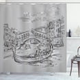 thumbnail image 1 of Ambesonne Gray Shower Curtain, Bridge Buildings Drawings Art, 69"Wx84"L, Off White and Pearl, 1 of 4