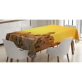 thumbnail image 1 of Ambesonne Greece Tablecloth Rectangular Table Cover, Sunset Santorini Vacation, 60"x84", Marigold Ivory and Brown, 1 of 3