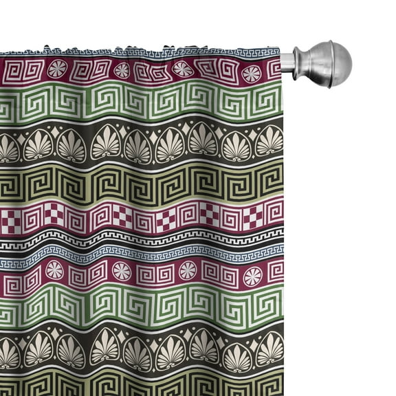 Ambesonne Greek Curtains, Antique Themed Ornate Motif, Pair of 28"x95", Multicolor