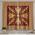 thumbnail image 1 of Ambesonne Greek Kitchen Curtains, Old Fashioned Frame Design, 55"x45", Yellow and Ruby, 1 of 3