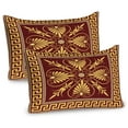 thumbnail image 1 of Ambesonne Greek Pillow Sham 2 Pack, Old Fashioned Frame Design, 36"x20", Yellow and Ruby, 1 of 3