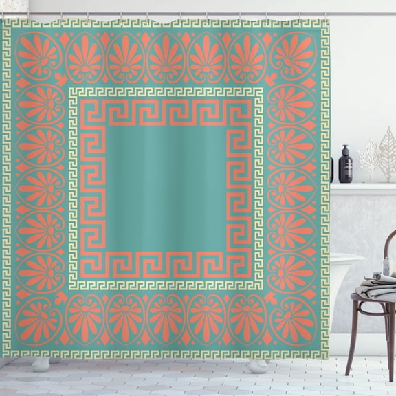 Ambesonne Greek Shower Curtain, Antique Grecian Pattern Print, 69"Wx70"L, Dark Seafoam