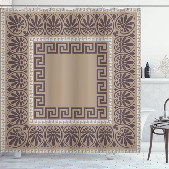 Ambesonne Greek Shower Curtain, Antique Grecian Pattern Print, 69"Wx70"L, Warm Taupe