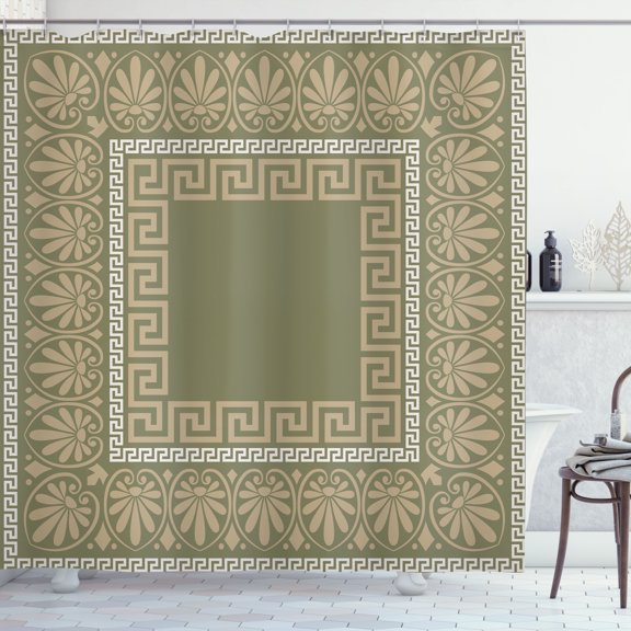 Ambesonne Greek Shower Curtain, Antique Grecian Pattern Print, 69"Wx75"L, Sage Green